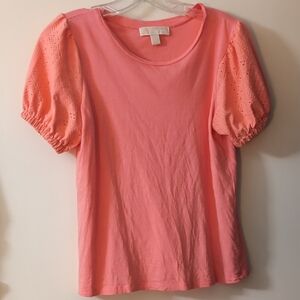 Michael Kors Pink Puff Sleeve Blouse